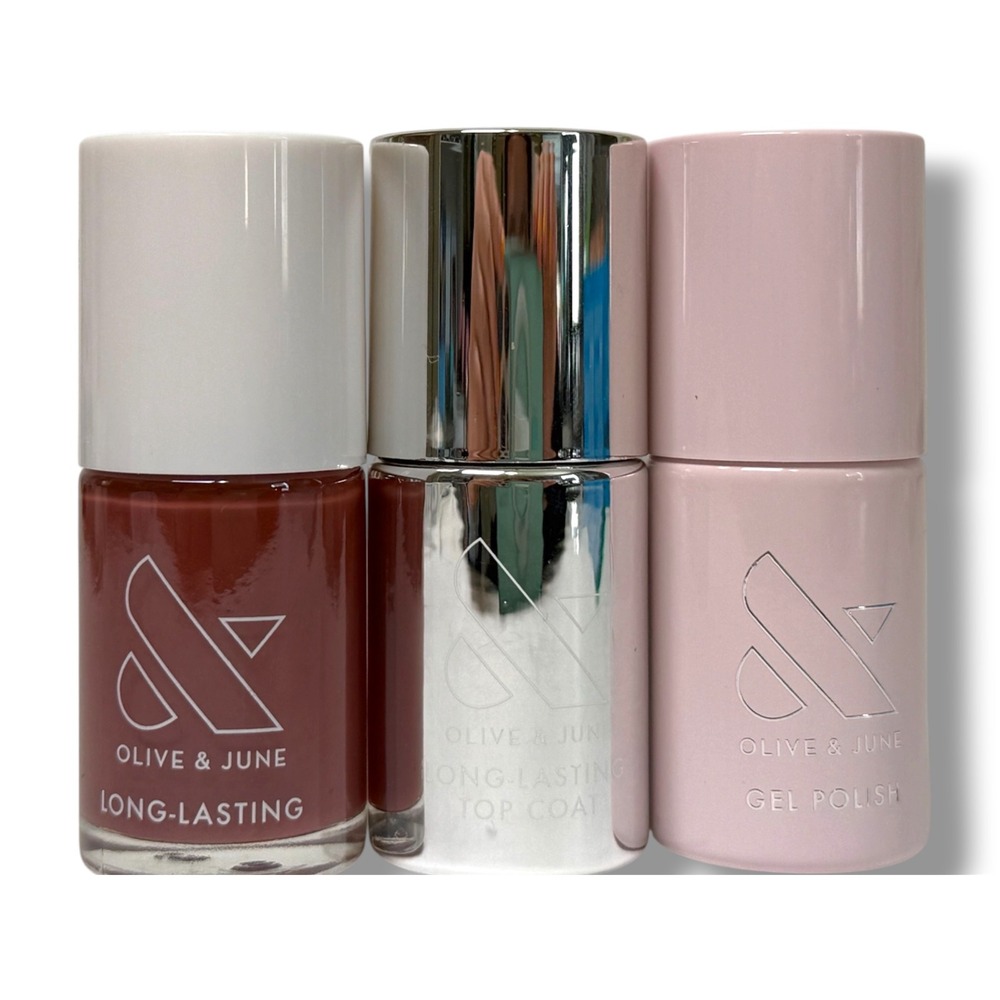 Olive & June Nail Polish Gel Top Coat JJ GH Red/Brown Pink New